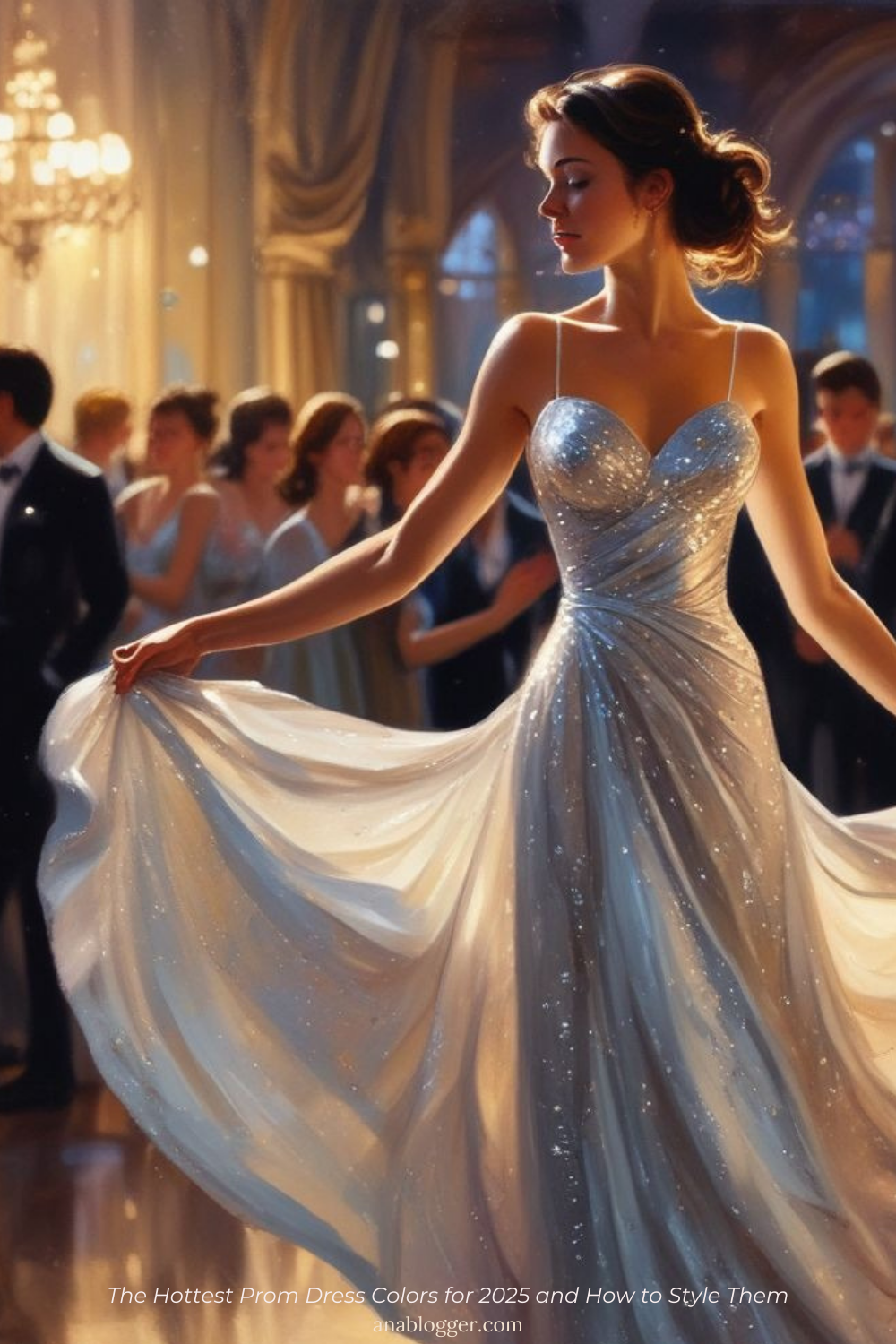 Imagine your dazzling silver dress catches every light, making you the undeniable star of the night.
