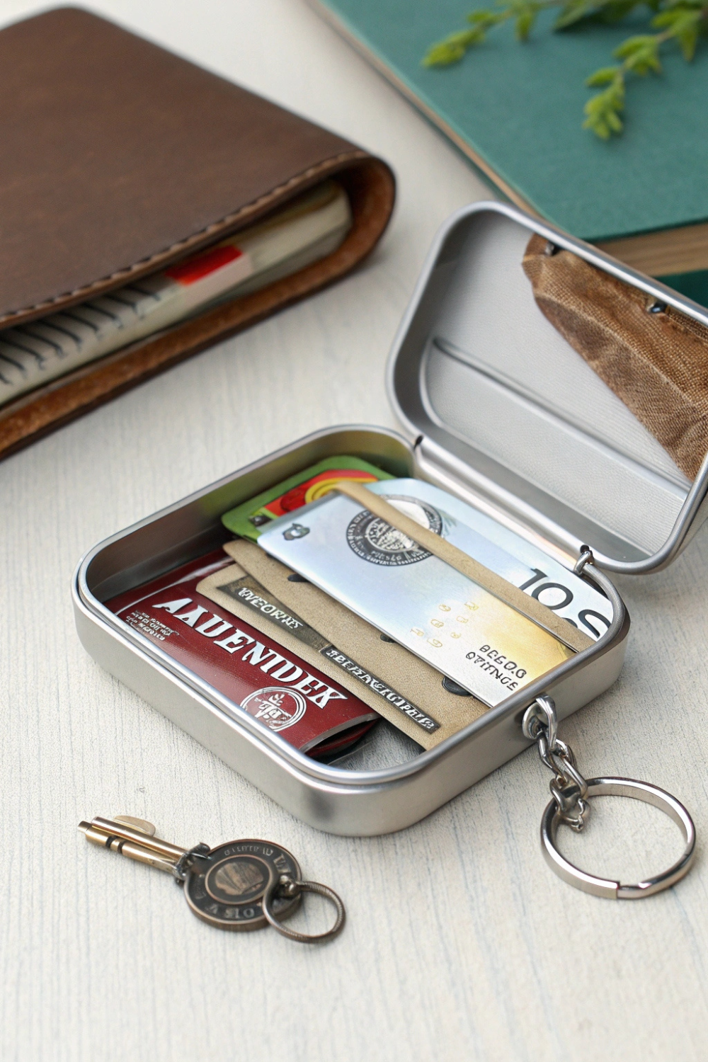 A mini wallet attached to your keychain, perfect for holding emergency cash or a spare key.