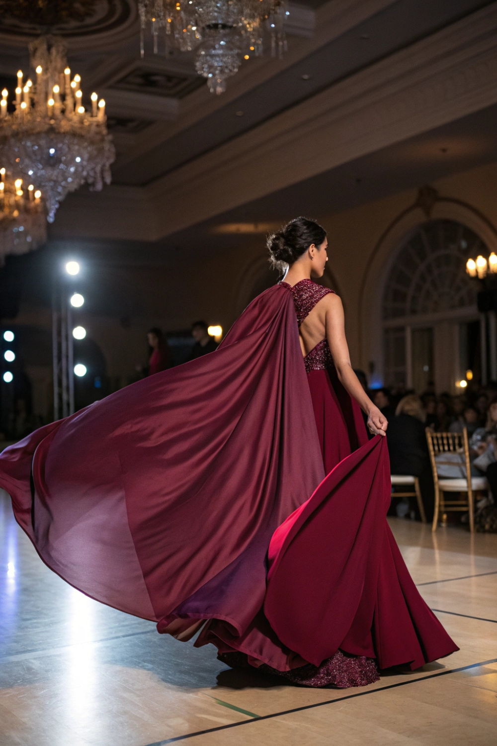 Instead of the usual prom train, your dress comes with a flowy cape that moves like a dream behind you. Total superhero meets royalty vibes!