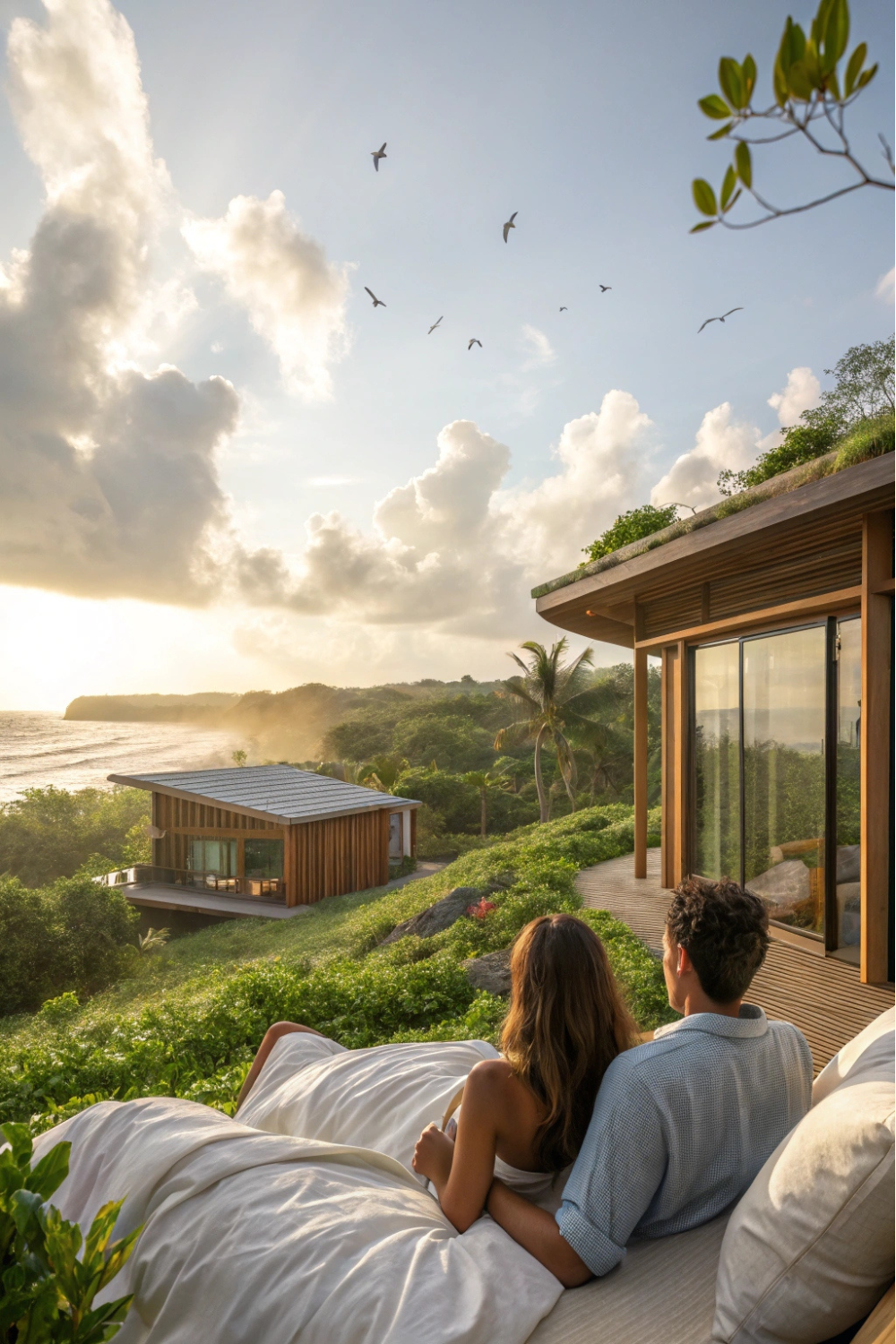 You and your partner wake up in a solar-powered eco-resort, nestled in a tropical paradise, where every experience is designed to be low-impact and earth-friendly.