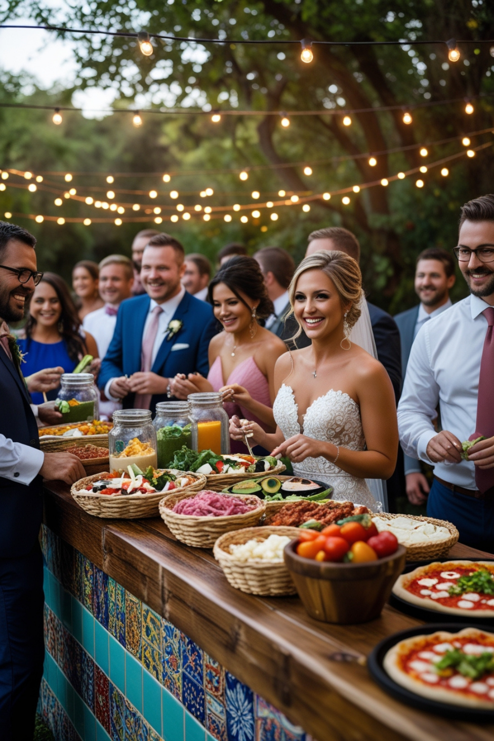 A customizable taco bar, a build-your-own smoothie station, or a DIY pizza corner, where guests can create their own delicious meals while reducing waste.