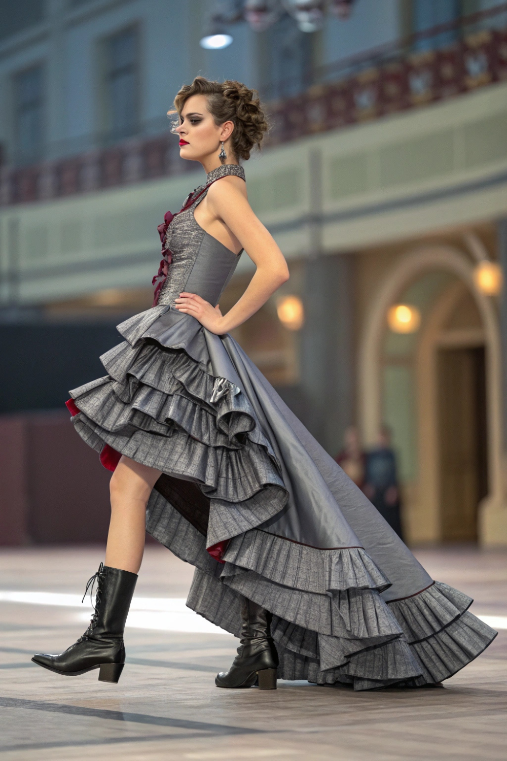 A high-low hemline that adds drama, movement, and edge to your prom look.
