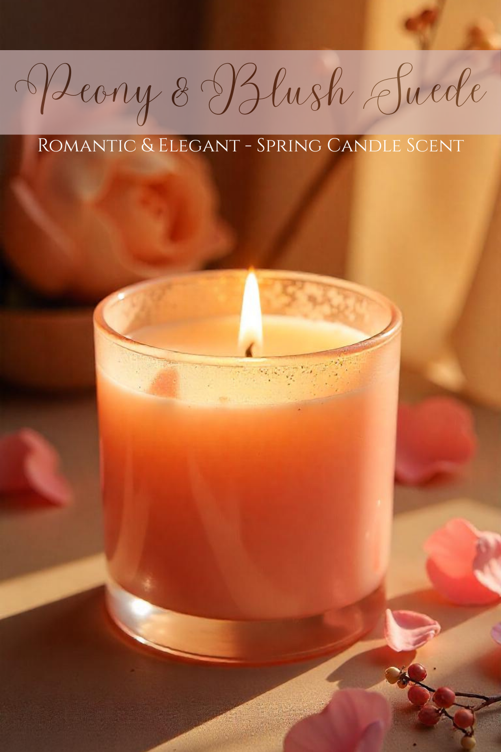 A soft spring breeze carries the scent of fresh peonies and delicate rose petals through your home. A hint of suede and musk adds warmth, making it feel luxurious yet delicate.