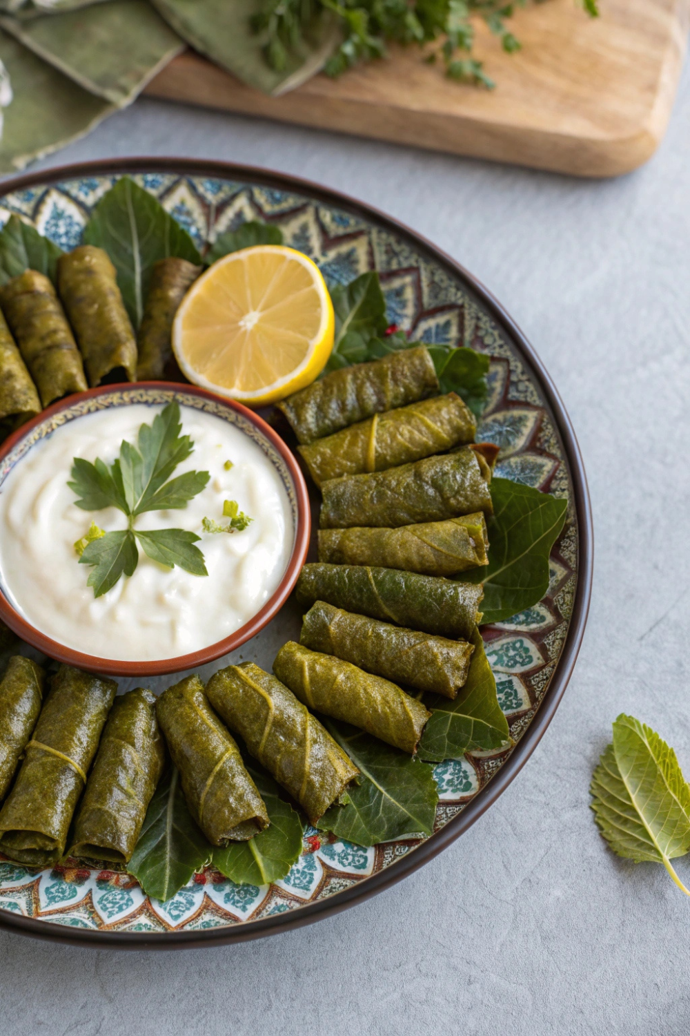 Stuffed grape leaves - A Mediterranean favorite packed with flavor.