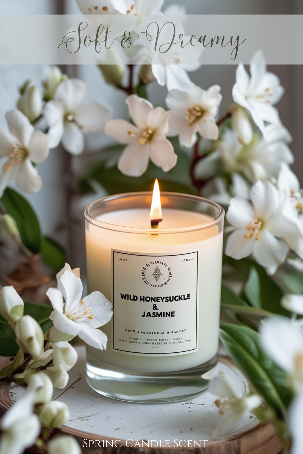 A light spring breeze carries the scent of wild honeysuckle and white jasmine blossoms, creating a sweet, romantic, and nostalgic aroma.