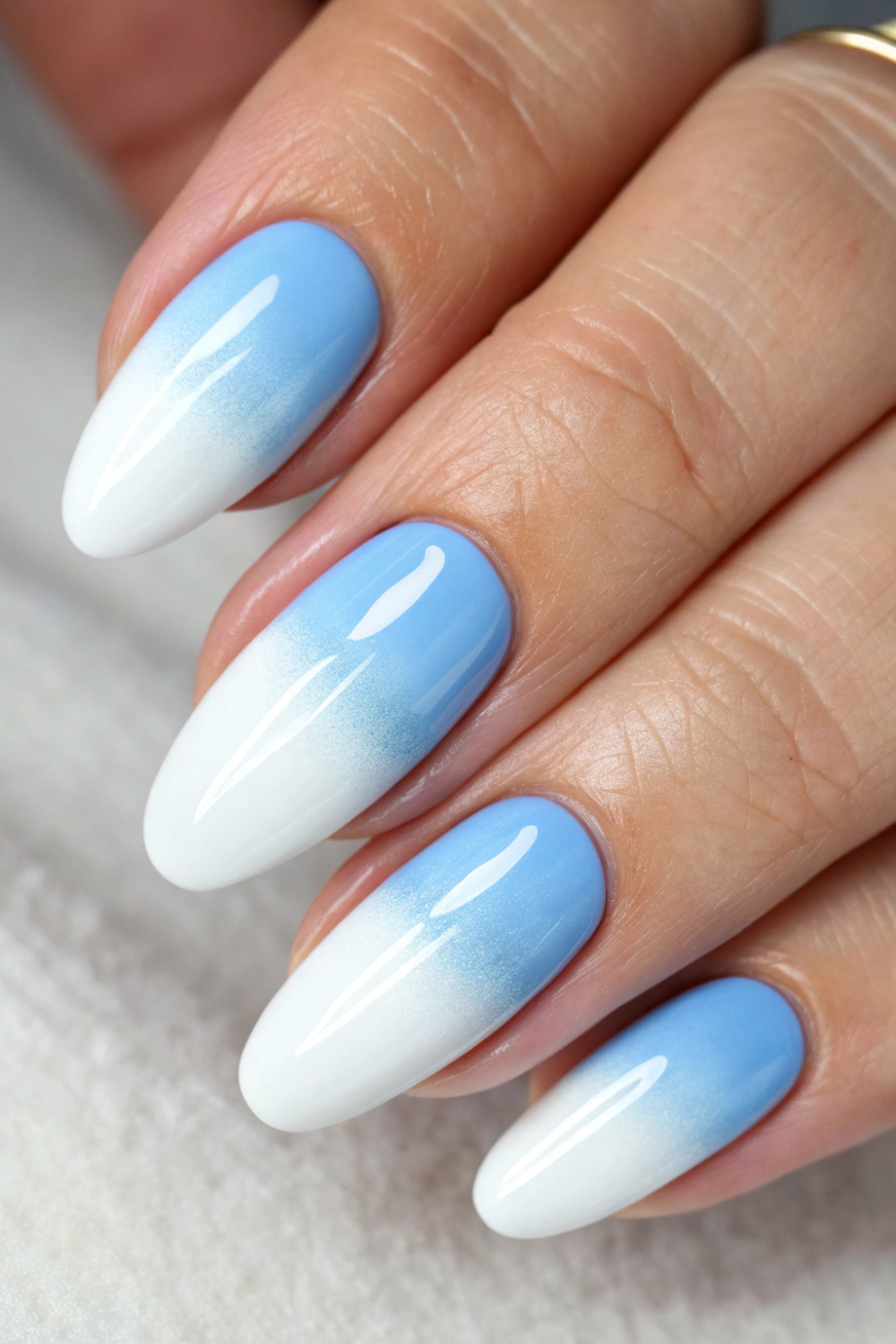 Blueberry Milk to White Gradient spring nails