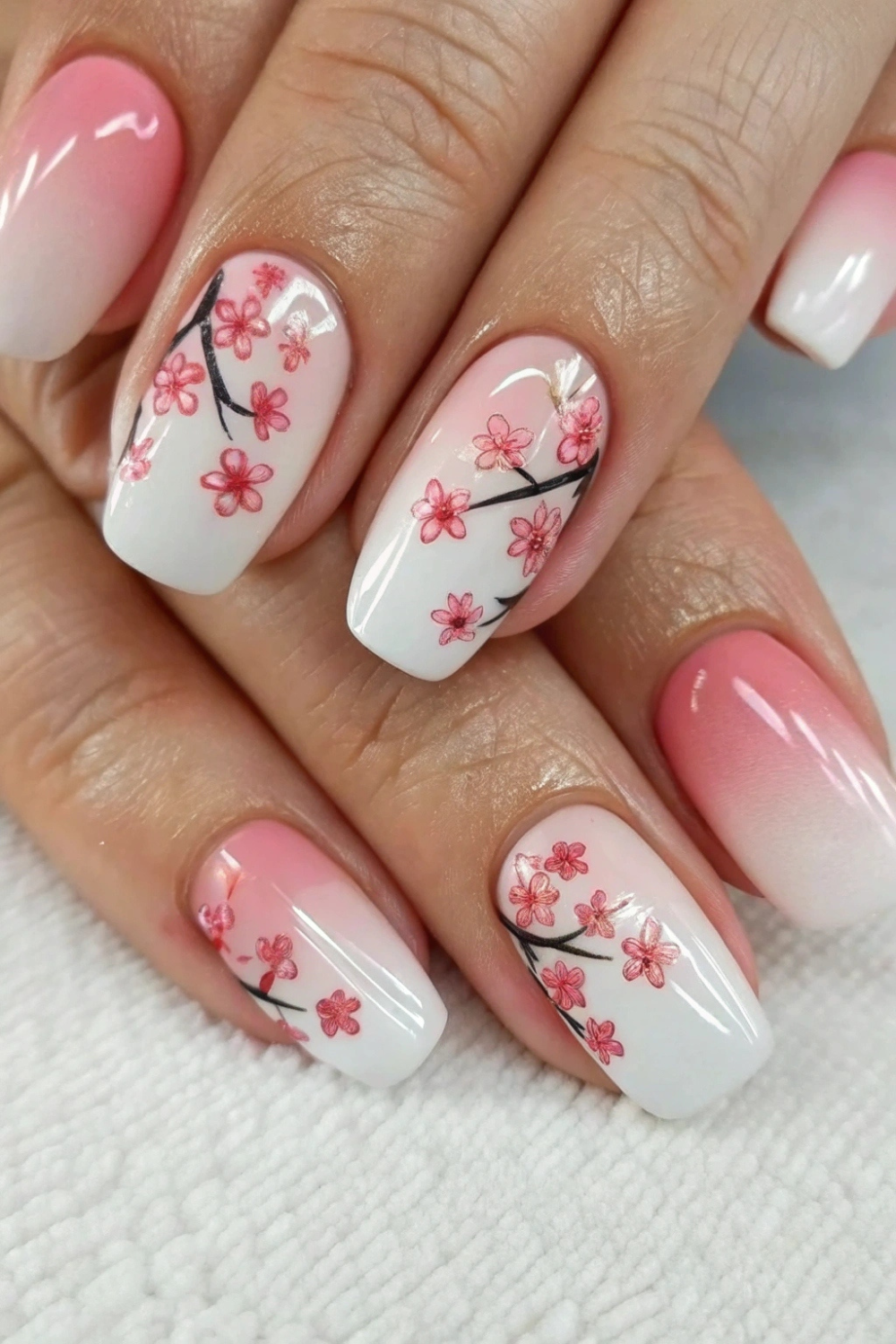 Cherry Blossom Ombre spring nails