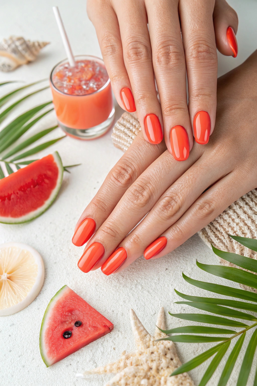Vibrant yet polished coral nails that scream summer fun without being over-the-top.
