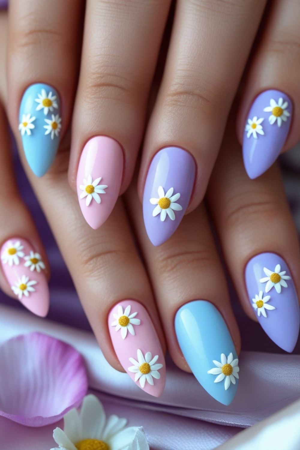 classic pastel floral nails