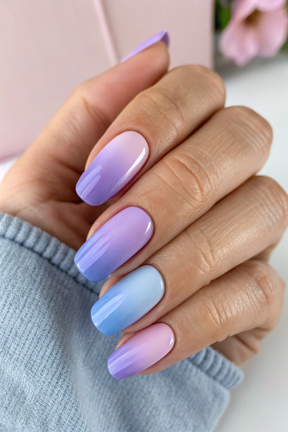 Lilac & Periwinkle Ombre spring nails