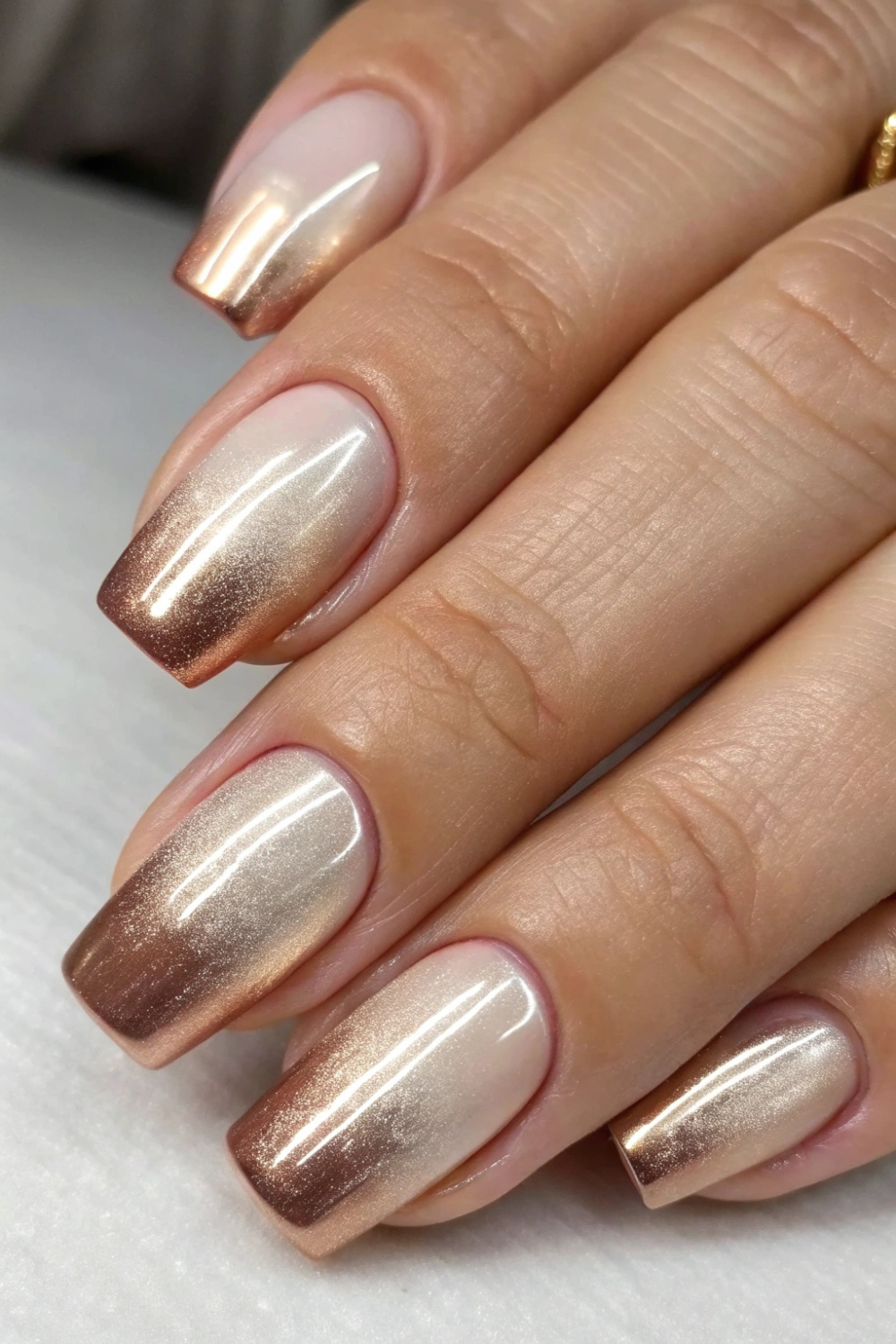 Metallic Champagne Ombre for Subtle Elegance spring nails