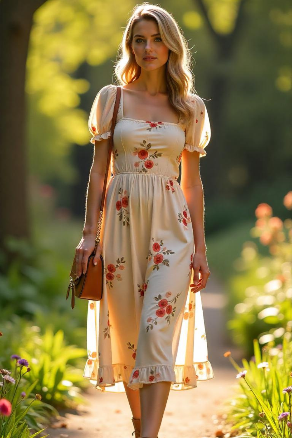 Puff Sleeve Dress & Ankle Boots for a shabby chic look