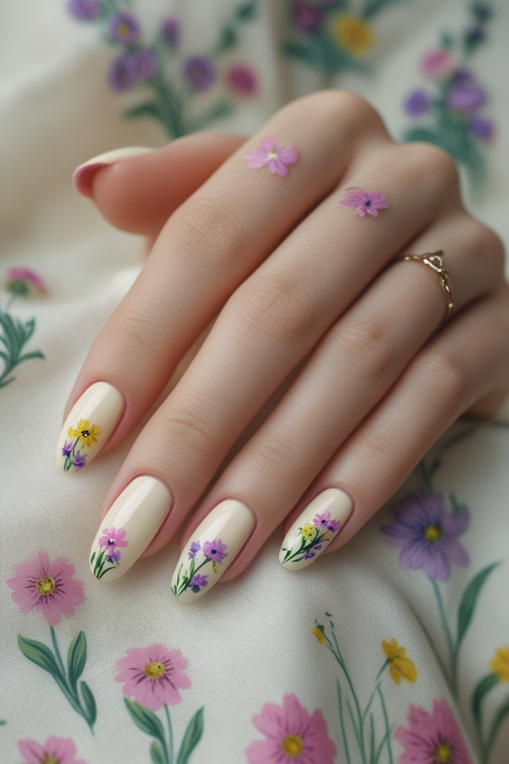 dainty wildflower meadow spring nail art